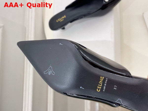 Celine Alma Triomphe Mule in Black Glossy Calfskin Replica