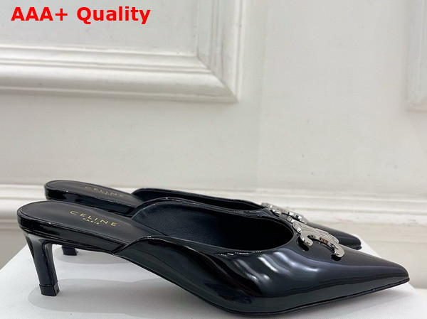 Celine Alma Triomphe Mule in Black Glossy Calfskin Replica