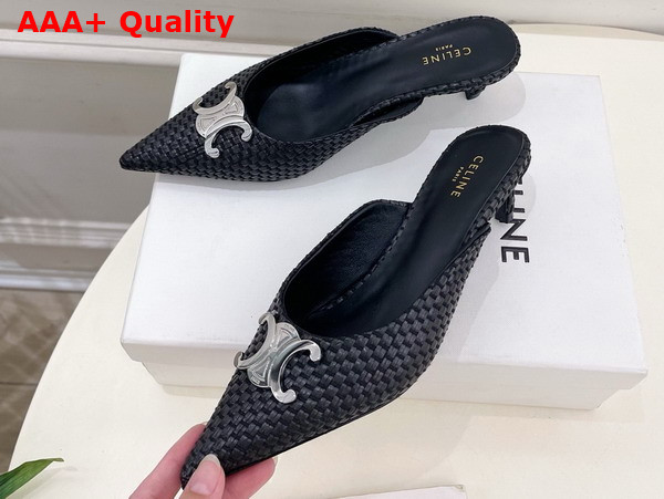 Celine Alma Triomphe Mule in Black Raffia Replica