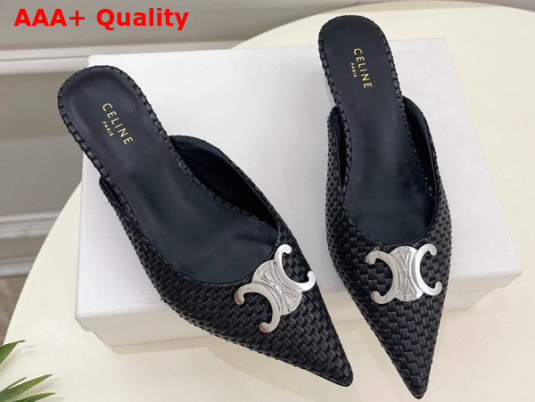 Celine Alma Triomphe Mule in Black Raffia Replica