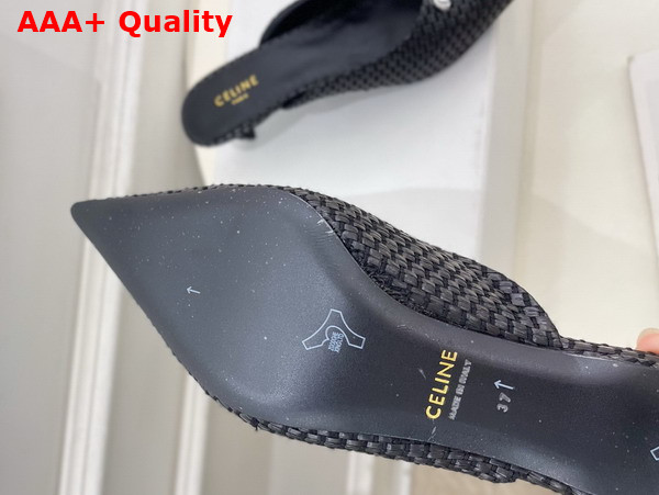 Celine Alma Triomphe Mule in Black Raffia Replica