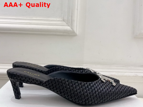 Celine Alma Triomphe Mule in Black Raffia Replica