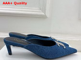Celine Alma Triomphe Mule in Blue Denim Replica