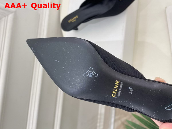 Celine Alma Triomphe Mule in Gros Grain Fabric Black Replica