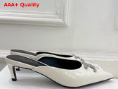 Celine Alma Triomphe Mule in Ivory Glossy Calfskin Replica