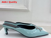 Celine Alma Triomphe Mule in Light Blue Glossy Calfskin Replica
