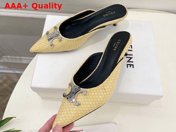 Celine Alma Triomphe Mule in Natural Raffia Replica