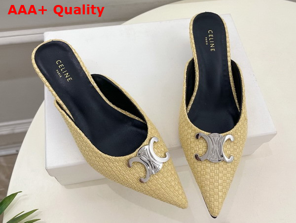 Celine Alma Triomphe Mule in Natural Raffia Replica