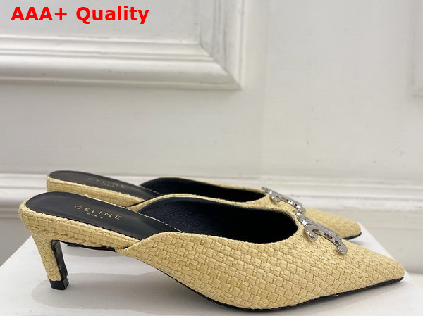 Celine Alma Triomphe Mule in Natural Raffia Replica