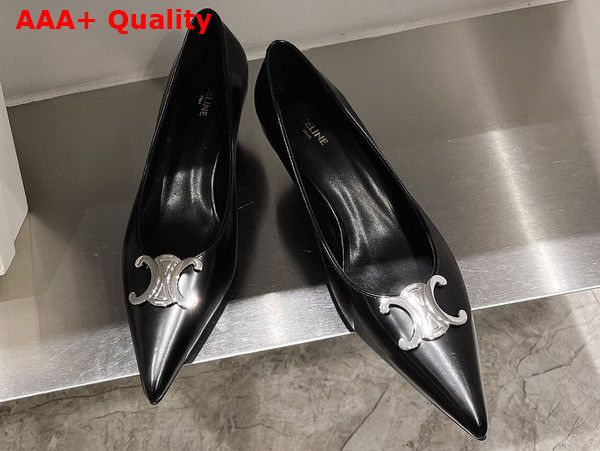 Celine Alma Triomphe Pump in Black Glossy Calfskin Replica