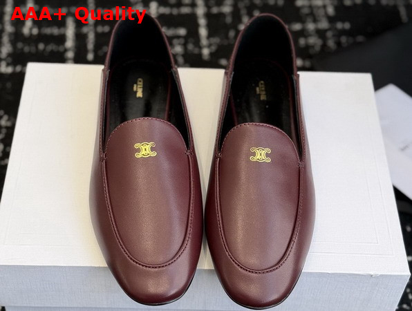 Celine Aura Slip On Loafer in Burgundy Goatskin Replica