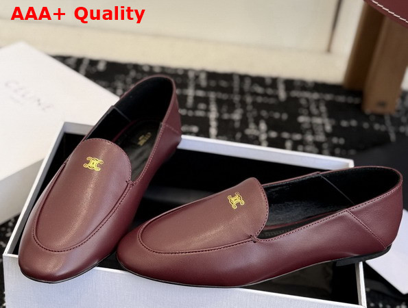 Celine Aura Slip On Loafer in Burgundy Goatskin Replica