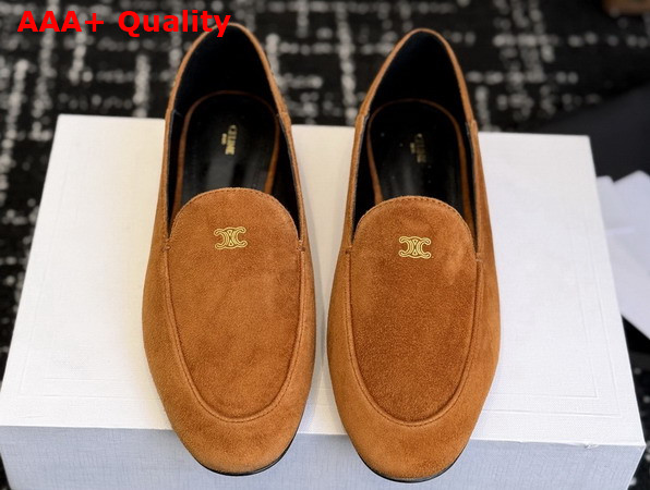 Celine Aura Slip On Loafer in Cognac Suede Calfskin Replica