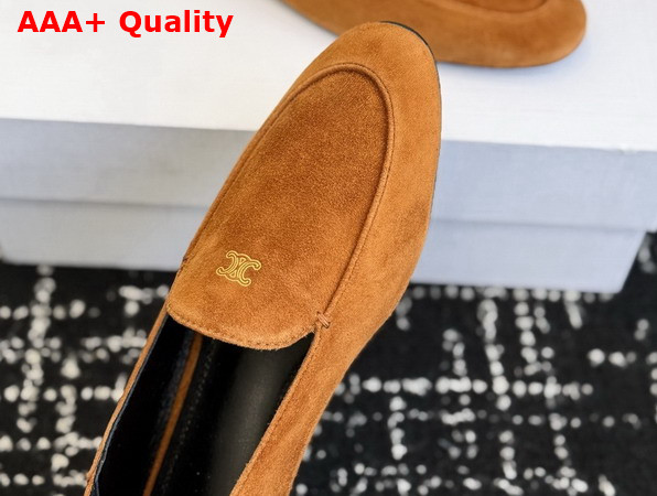 Celine Aura Slip On Loafer in Cognac Suede Calfskin Replica