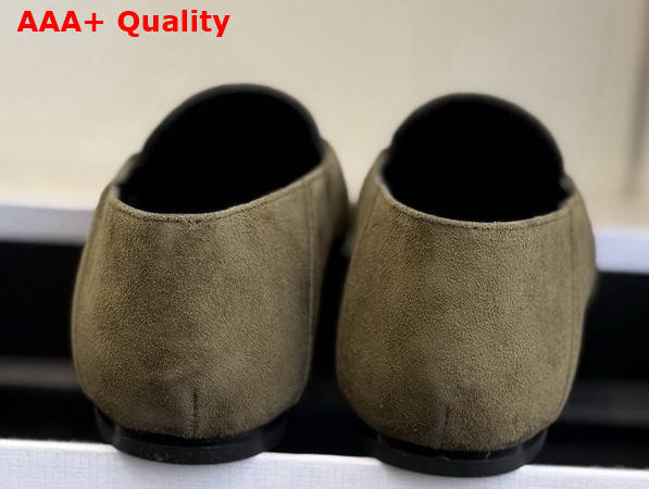 Celine Aura Slip On Loafer in Khaki Suede Calfskin Replica