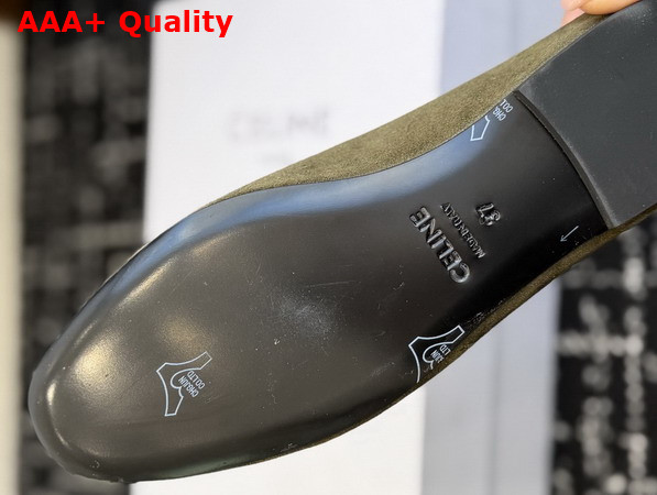 Celine Aura Slip On Loafer in Khaki Suede Calfskin Replica