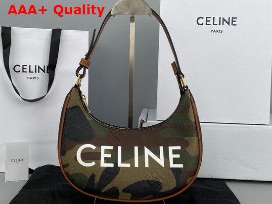Celine Ava Bag in Canvas with Camouflage and Celine Print Khaki Replica