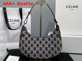 Celine Ava Bag in Textile with Triomphe Embroidery Blue Replica