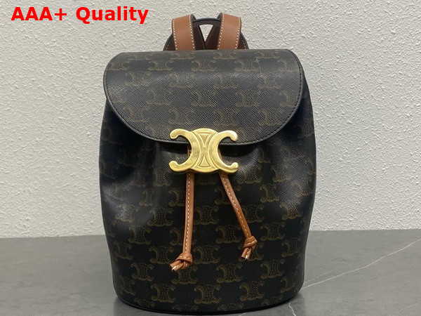 Celine Backpack Celine Bonnie in Triomphe Canvas and Calfskin Tan Replica