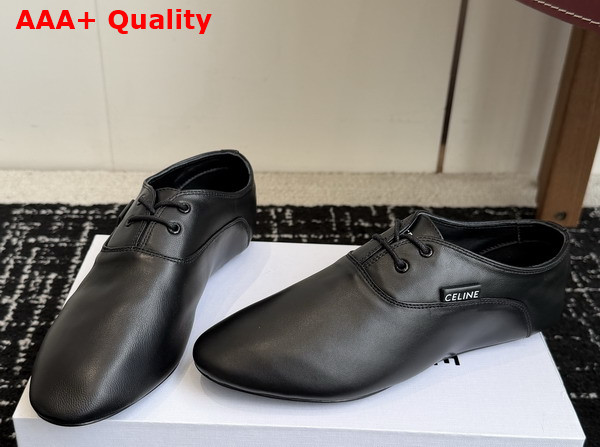 Celine Ballet Lace Up Shoe in Black Lambskin Replica
