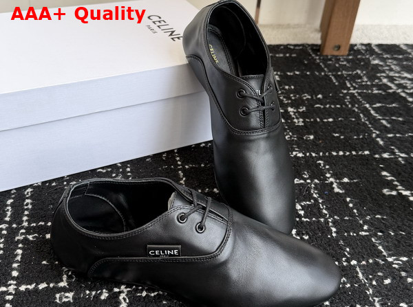 Celine Ballet Lace Up Shoe in Black Lambskin Replica