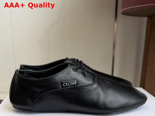 Celine Ballet Lace Up Shoe in Black Lambskin Replica