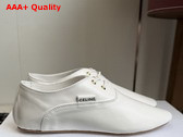 Celine Ballet Lace Up Shoe in Ultra White Lambskin Replica