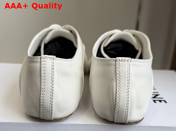 Celine Ballet Lace Up Shoe in Ultra White Lambskin Replica