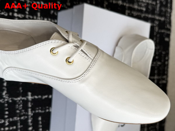 Celine Ballet Lace Up Shoe in Ultra White Lambskin Replica