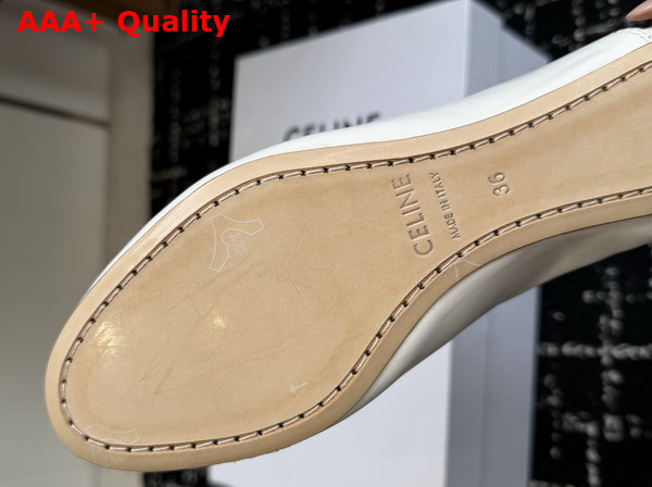 Celine Ballet Lace Up Shoe in Ultra White Lambskin Replica