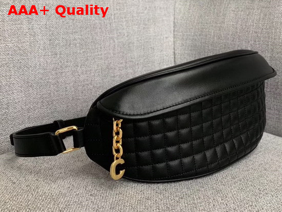 Celine Belt Bag C Charm in Quilted Calfskin Black Replica