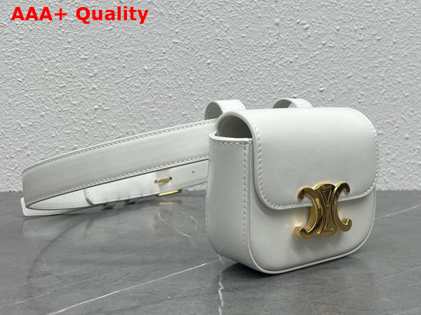 Celine Belt Bag Triomphe Belt in Shiny Calfskin White Replica