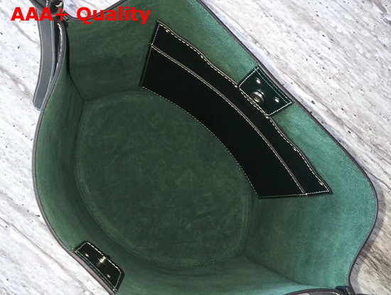 Celine Big Bucket Bag in Dark Green Smooth Calfskin Replica