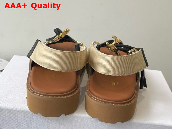 Celine Billie Chunky Sandal in Calfskin and Textile Black and Ecru Replica