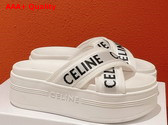 Celine Block Slide in Mesh and Textile with Celine Jacquard Optic White Black Replica