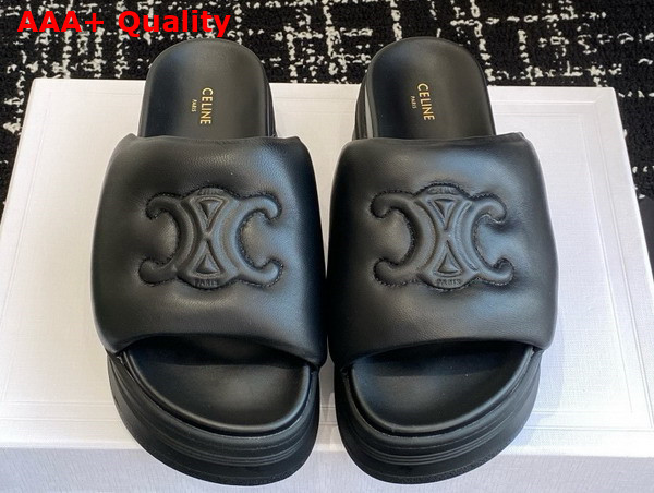 Celine Block Slide with Triomphe in Black Lambskin Replica