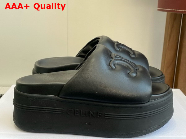 Celine Block Slide with Triomphe in Black Lambskin Replica