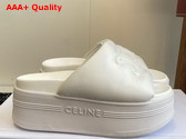 Celine Block Slide with Triomphe in White Lambskin Replica