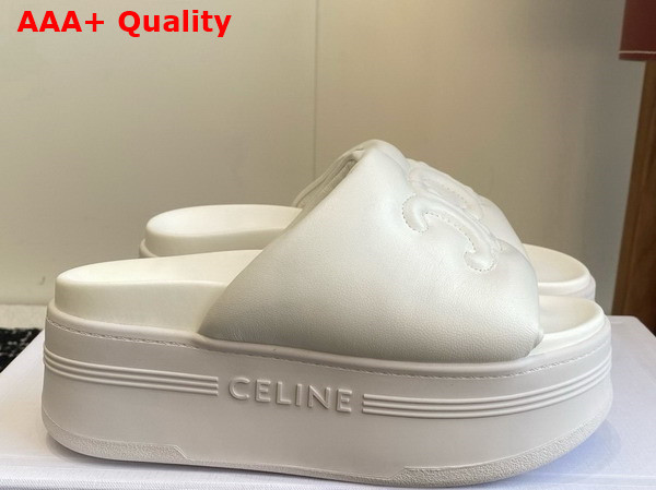 Celine Block Slide with Triomphe in White Lambskin Replica