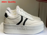 Celine Block Sneakers in Calfskin and Shearling White and Black Replica