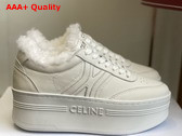 Celine Block Sneakers in White Calfskin and Shearling Replica