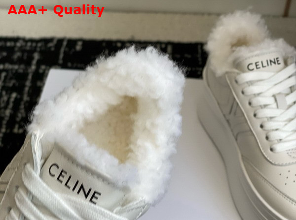 Celine Block Sneakers in White Calfskin and Shearling Replica