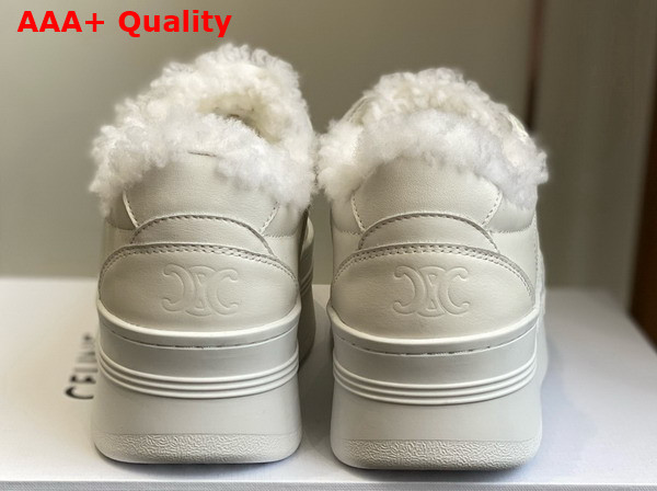Celine Block Sneakers in White Calfskin and Shearling Replica