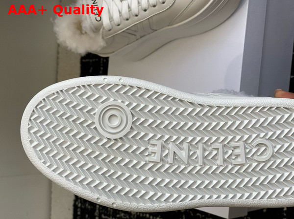 Celine Block Sneakers in White Calfskin and Shearling Replica
