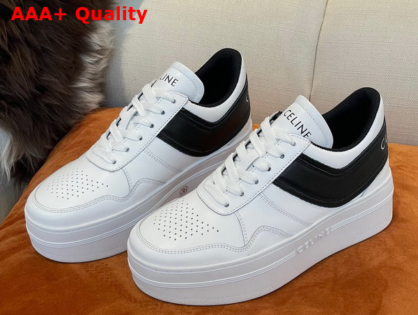 Celine Block Sneakers with Wedge Outsole in Calfskin Optic White Black Replica