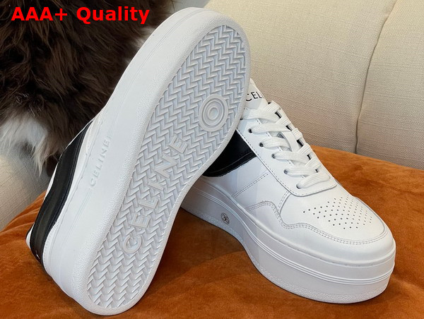 Celine Block Sneakers with Wedge Outsole in Calfskin Optic White Black Replica