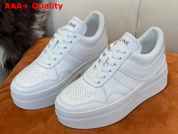 Celine Block Sneakers with Wedge Outsole in Optic White Calfskin Replica