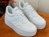 Celine Block Sneakers with Wedge Outsole in Optic White Calfskin Replica
