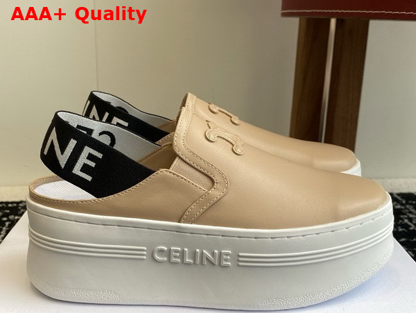 Celine Block Wedge Mule in Calfskin and Textile with Celine Jacquard Beige and Black Replica