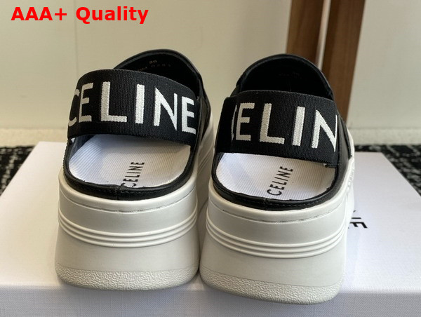 Celine Block Wedge Mule in Calfskin and Textile with Celine Jacquard Black Replica